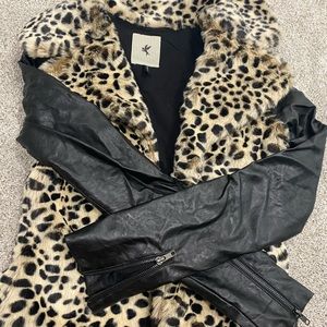 Women’s leopard print leather jacket